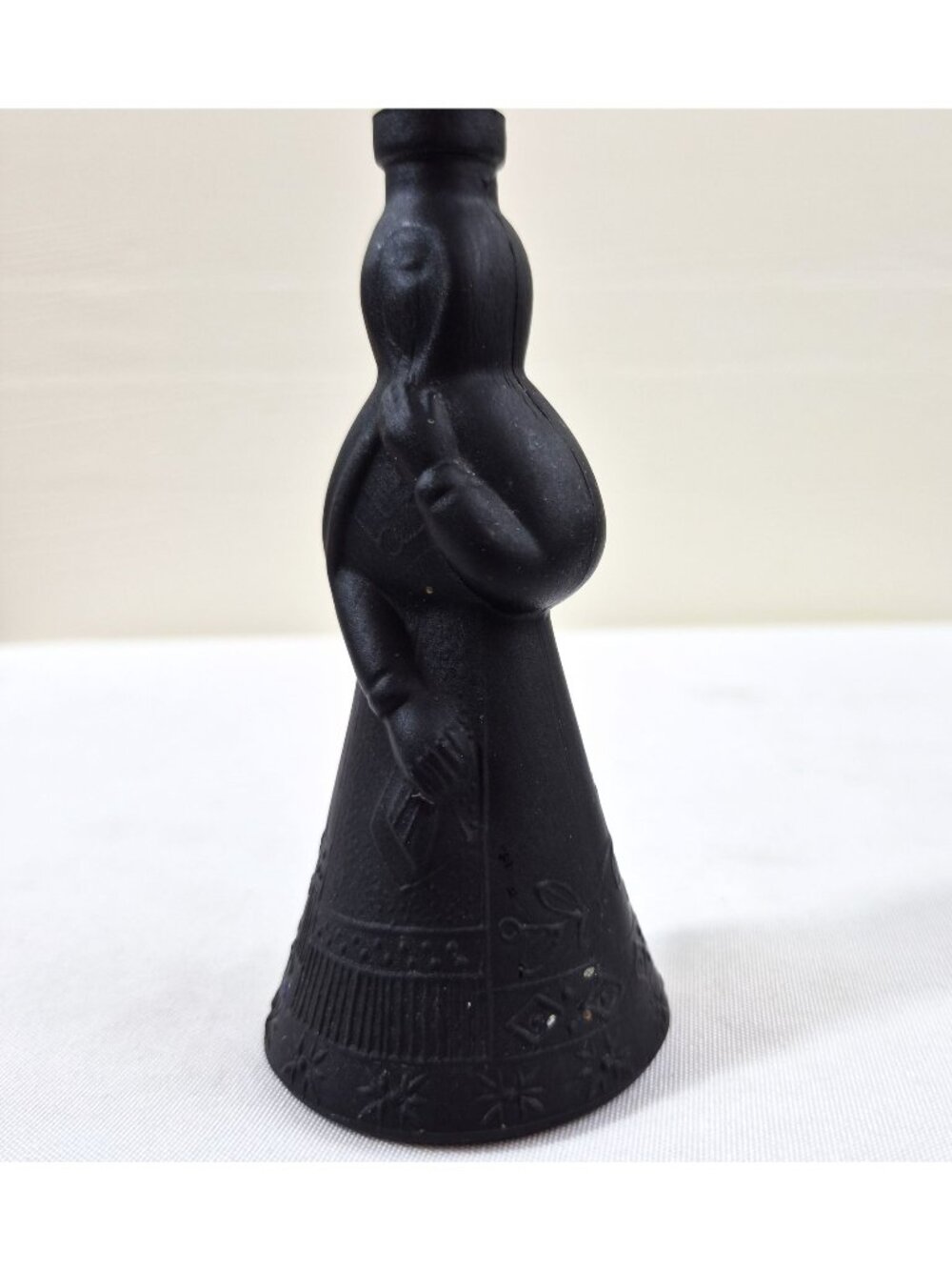 Black Amethyst Glass Bottle Woman Vintage Figural Lady 4 in